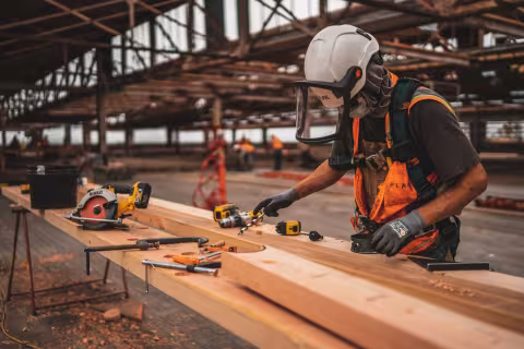 Carpenter working on job site